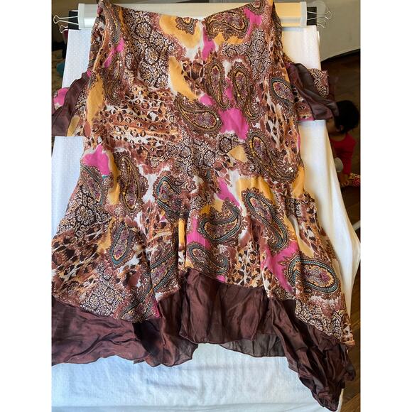 Midnight Velvet Big Girl Maxi Dress size 16W Short Sleeve V-neck Floral Tan Pink - Picture 9 of 11